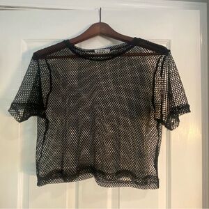 Black mesh tshirt, cropped